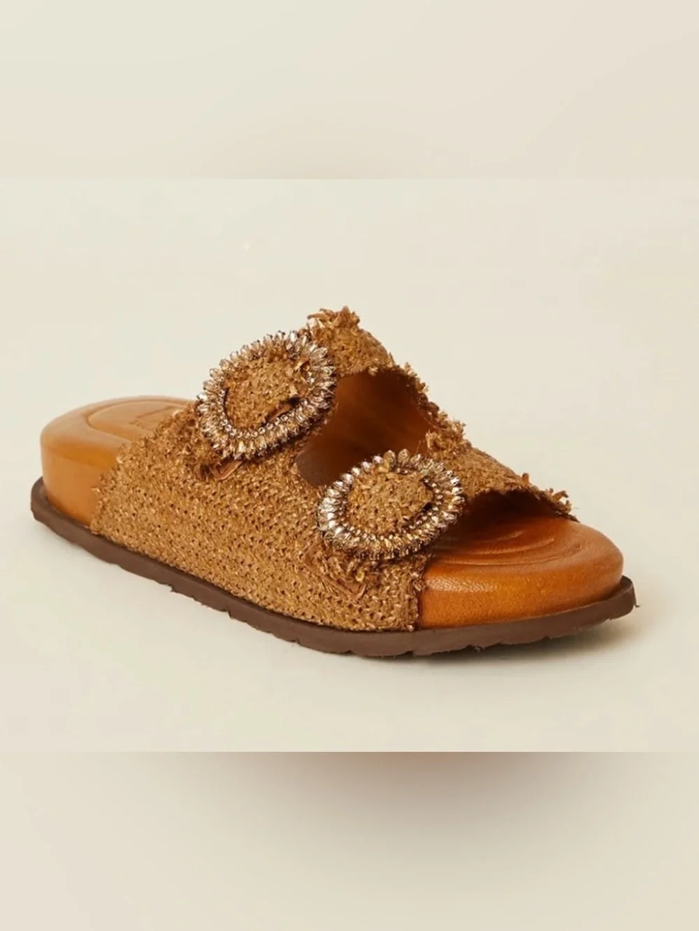 BTB Los Angeles Tulum Crystal Slide Sandals